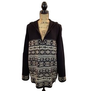 SKYR Fair Isle Lambswool Hooded 1/4 Zip Sweater made in HongKong